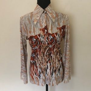 Amazing vintage 1970’s nylon tiger shirt size Small
